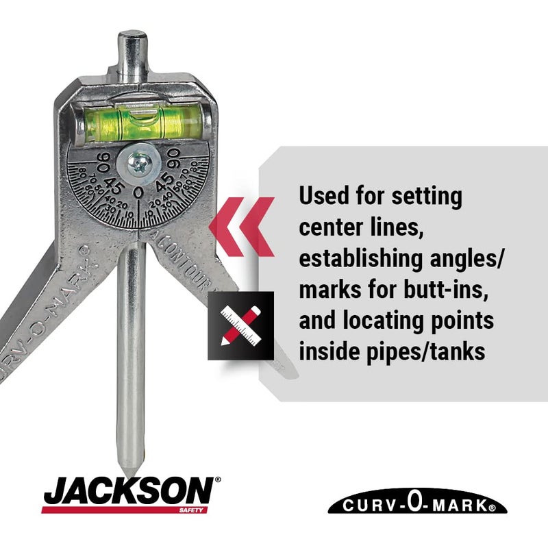 Jackson Safety Pipe Marker Centering Tool - Standard 4" Y-Type Head, Measure Pipes 0.5" and Above - Curv-O-Mark Standard 6 - Image 4